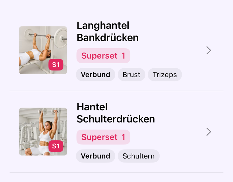 Zwei Übungen als Supersatz 1 gruppiert