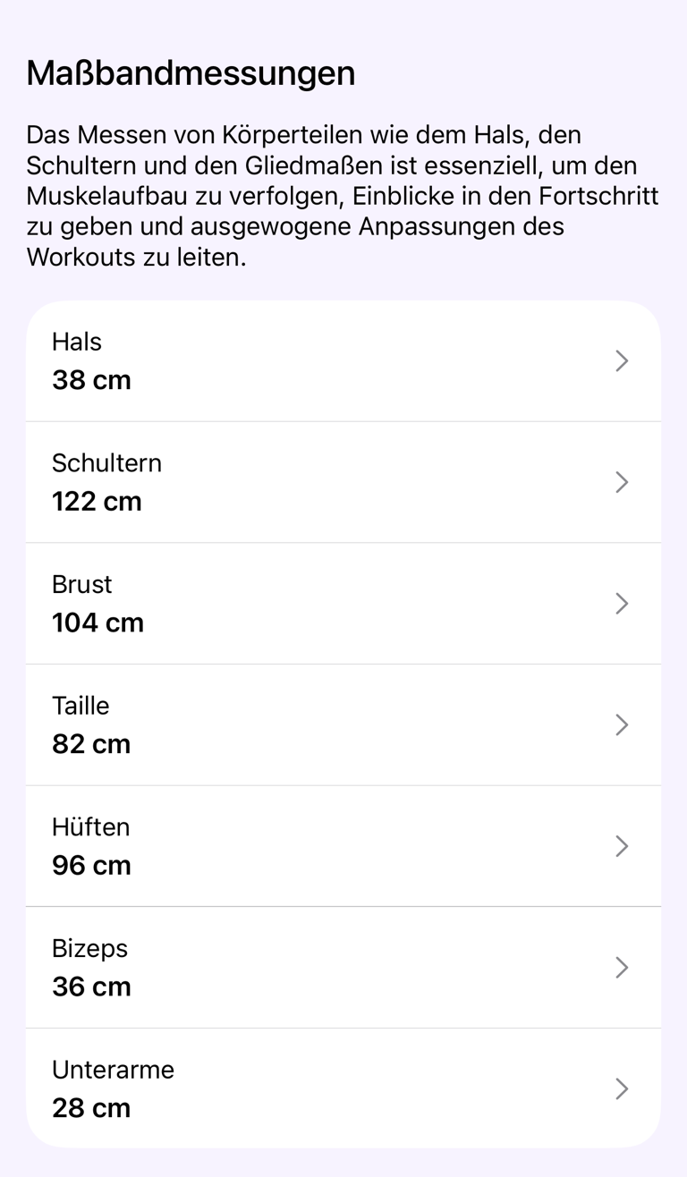 Bereich „Umfangsmessungen“