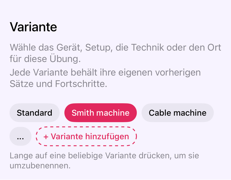 Übungsvariation auswählen