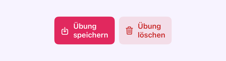 Aktionen zum Speichern und Löschen einer eigenen Übung