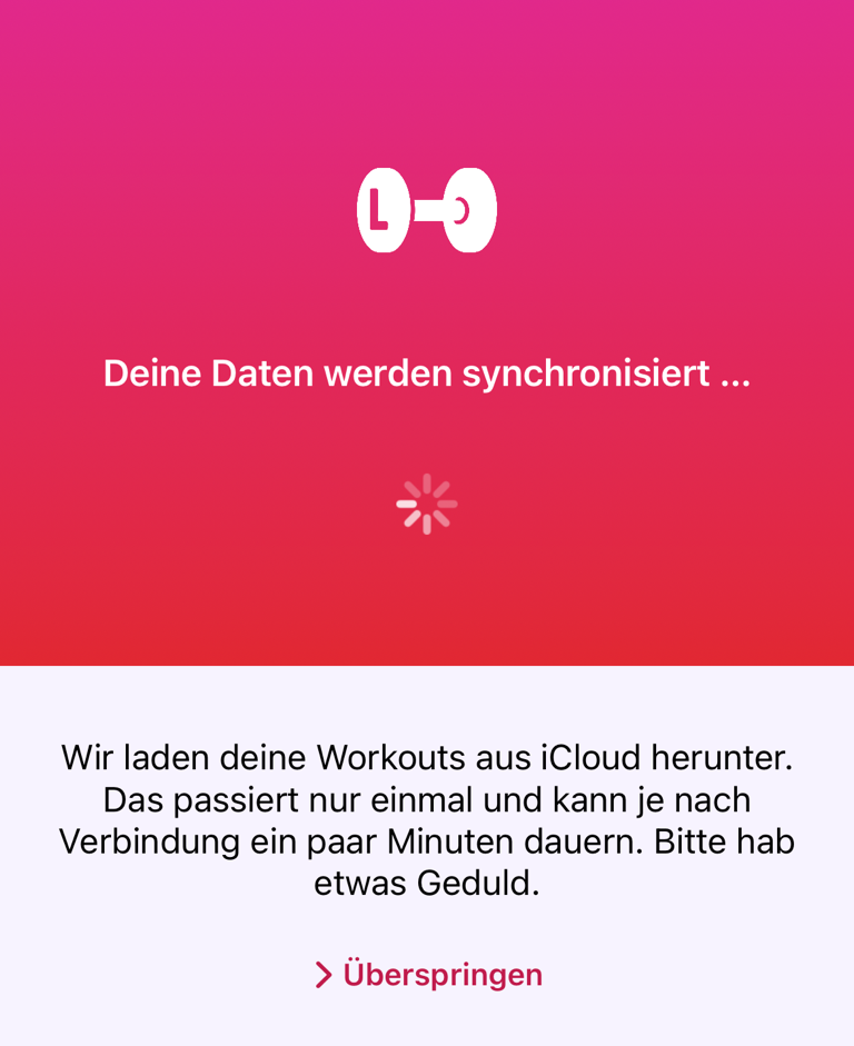 Erster iCloud-Download mit der Option „Überspringen“