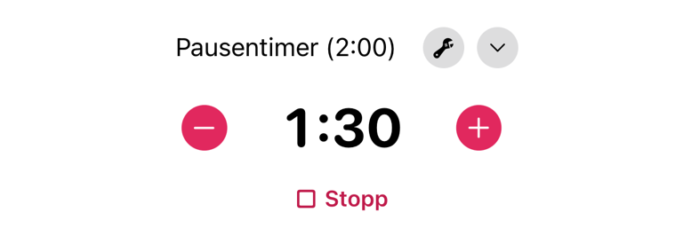 Aktive Pausentimer-Karte während eines Workouts