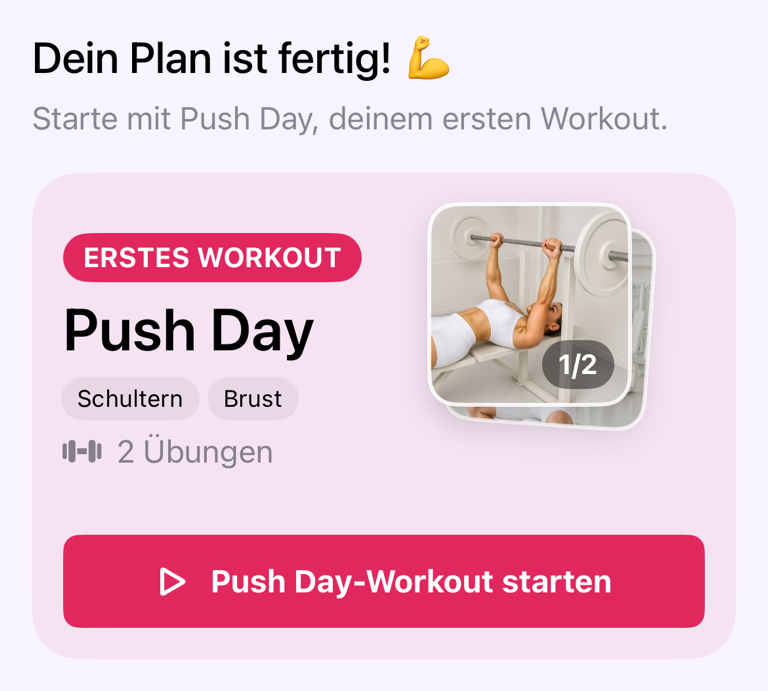 Karte mit vorgeschlagenem Workout