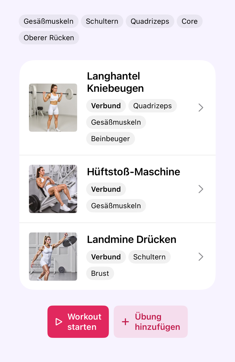 Trainingsplan mit Übungszeilen