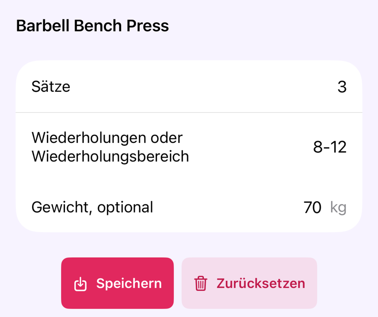 Startwerte für eine Routineübung