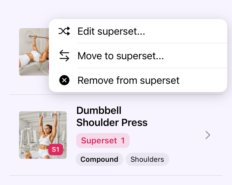 Superset edit, move and remove actions