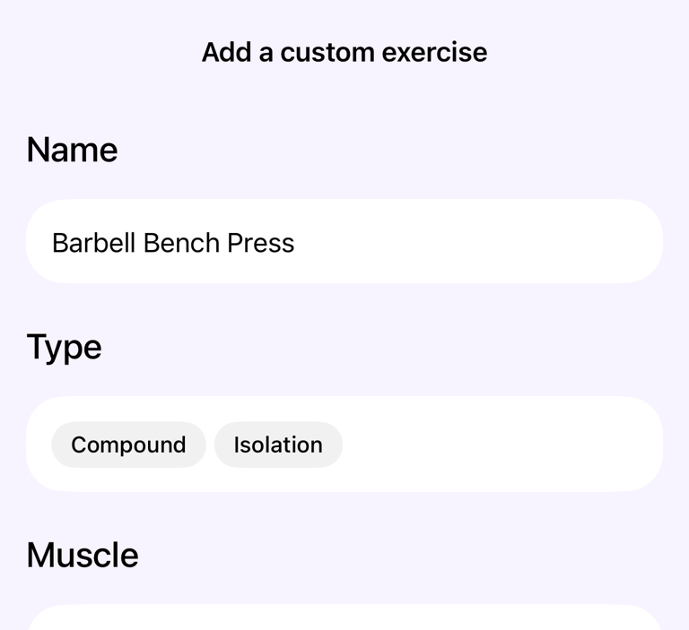 Create custom exercise