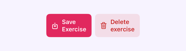 Save and Delete actions for a custom exercise