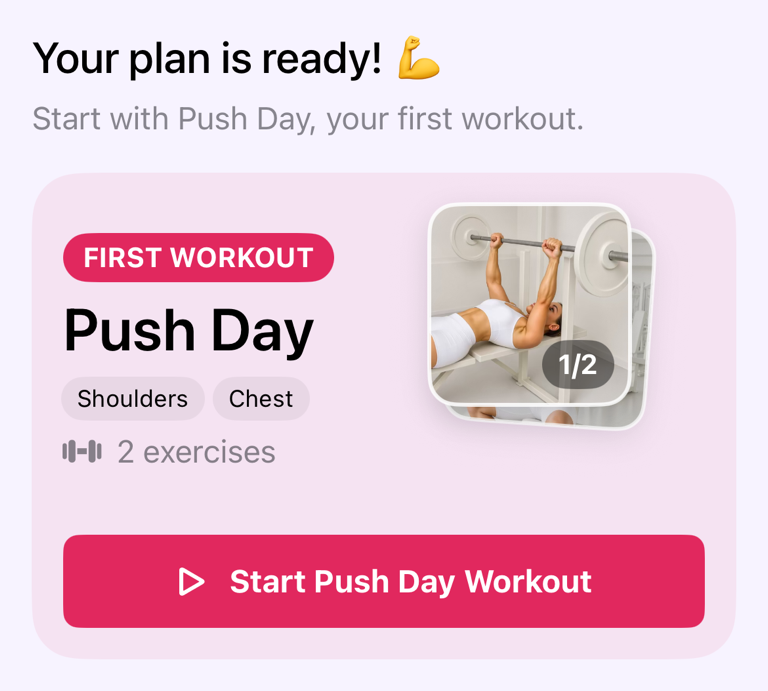 Suggested workout card