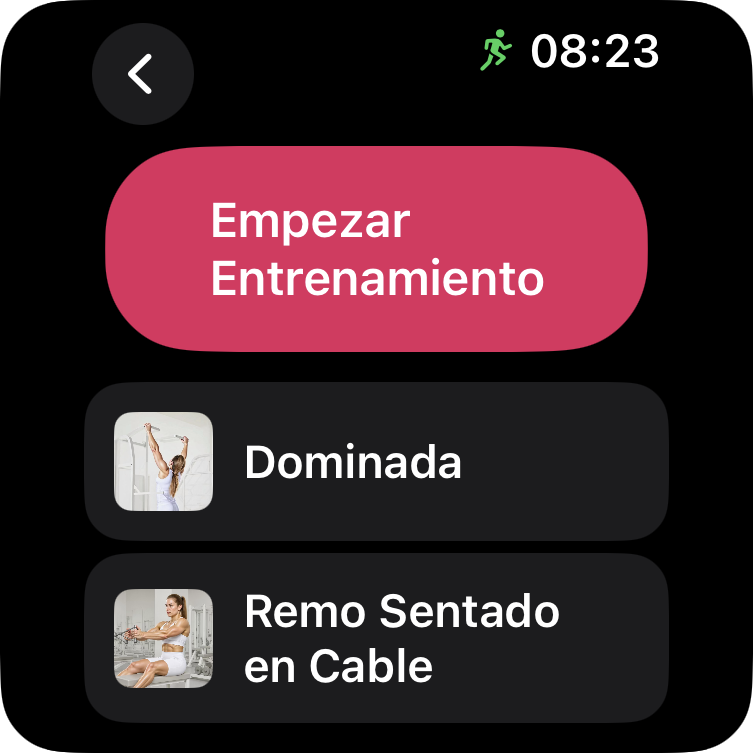 Revisa un entrenamiento e ინícialo en Apple Watch