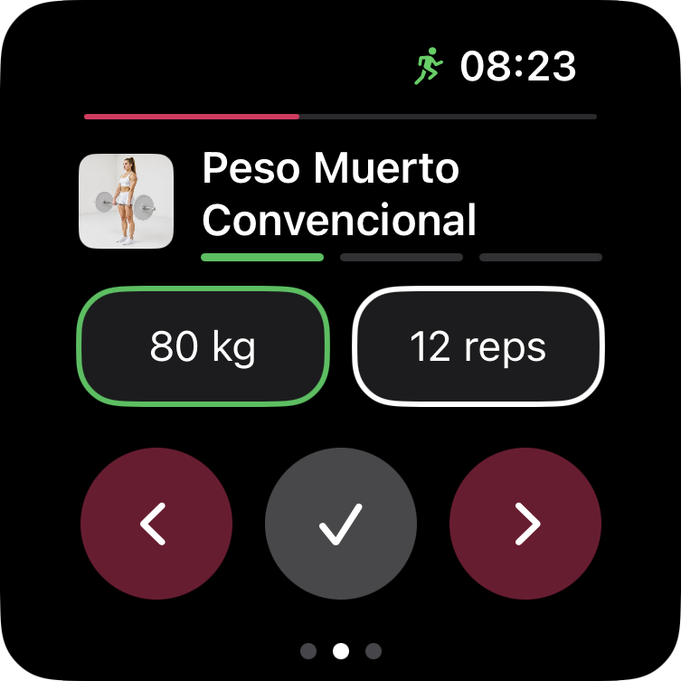 Pantalla de entrenamiento de Apple Watch