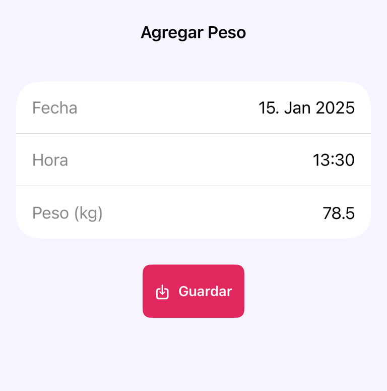 Añade datos de medición con fecha, hora, valor y Guardar