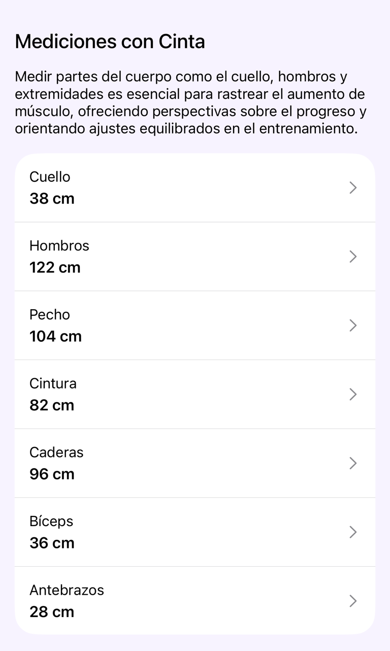 Sección Medidas con cinta métrica