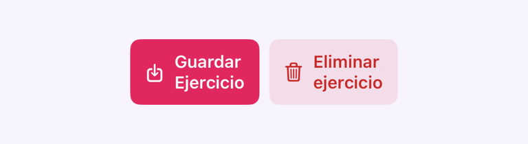 Acciones de guardar y eliminar de un ejercicio personalizado