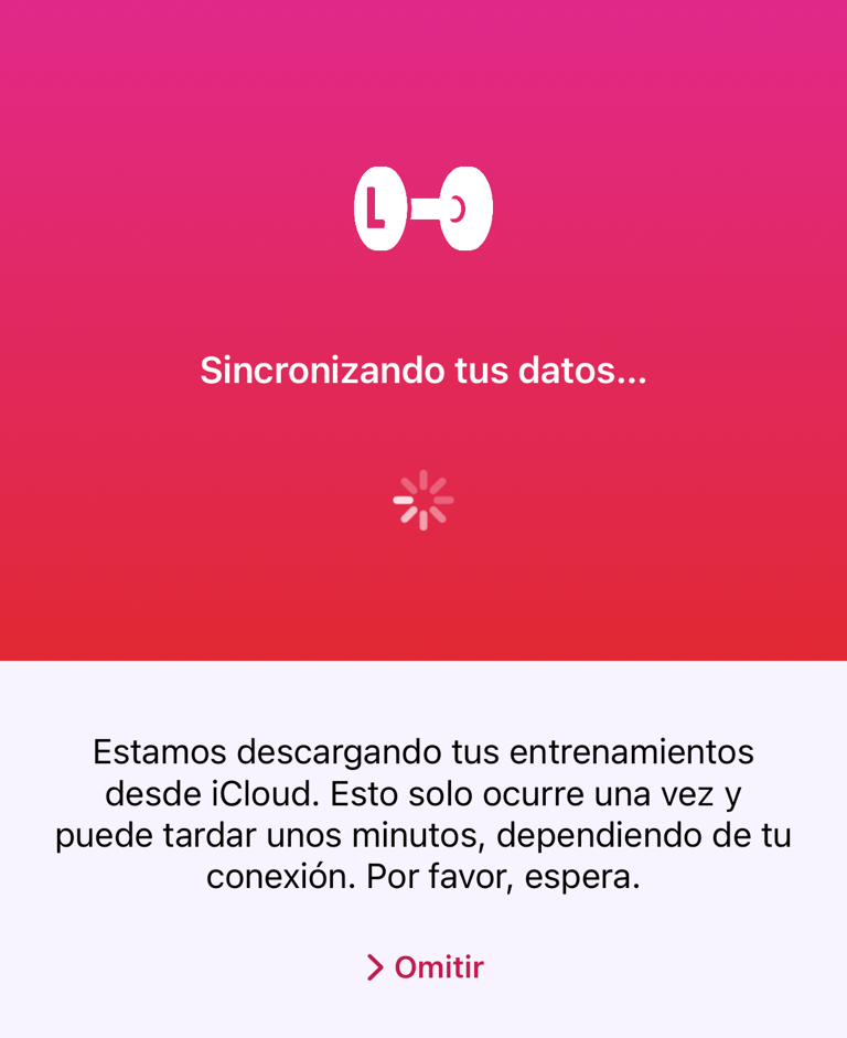 Descarga inicial de iCloud con la opción Omitir