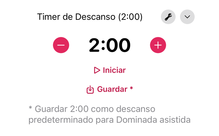 Guardar la duración actual como tiempo de descanso específico del ejercicio