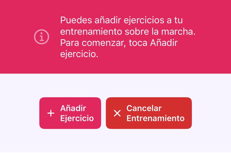 Añadir un ejercicio a un entrenamiento vacío