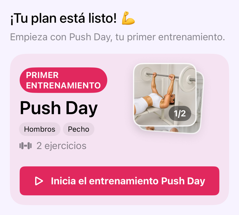 Tarjeta de entrenamiento sugerido