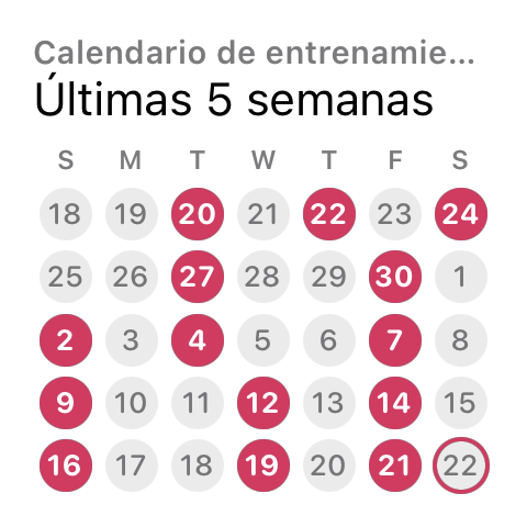 Widget de calendario de entrenamiento
