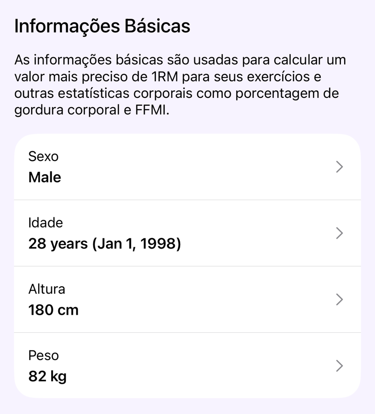Seção Informações básicas