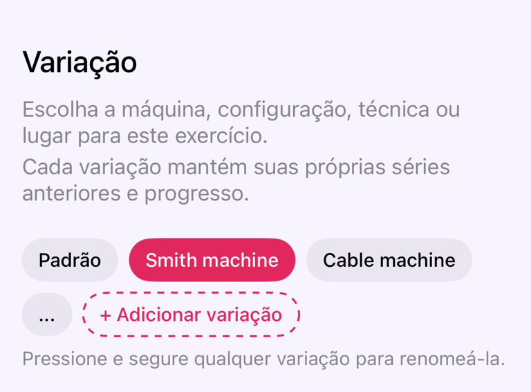 Escolha uma variação do exercício