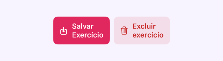 Ações Salvar e Excluir para um exercício personalizado