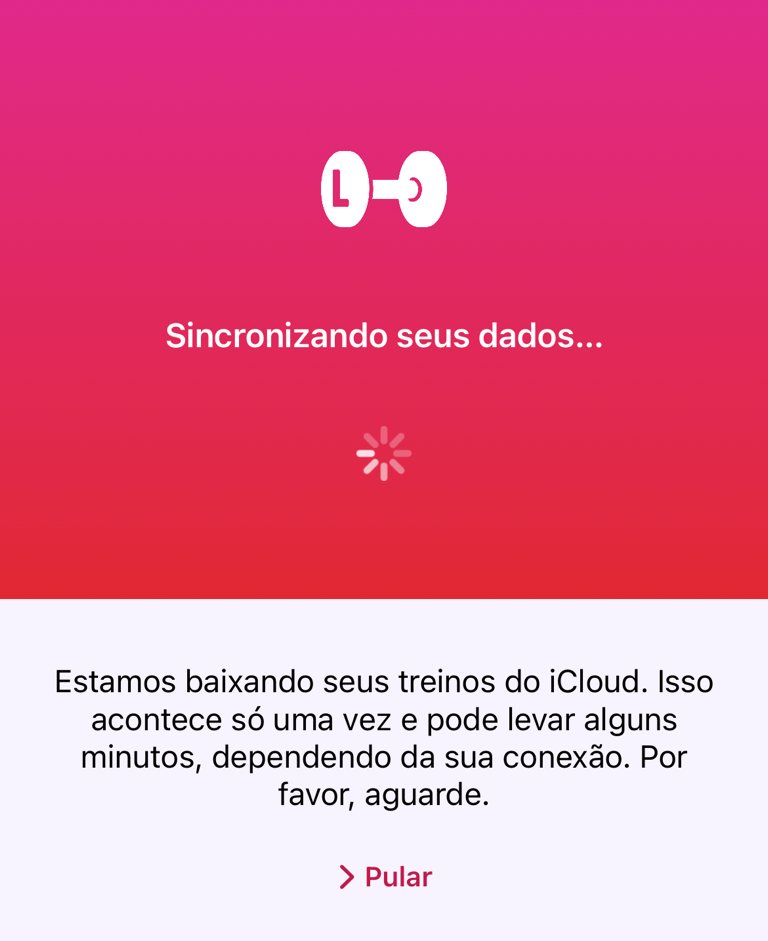 Download inicial do iCloud com a opção Pular