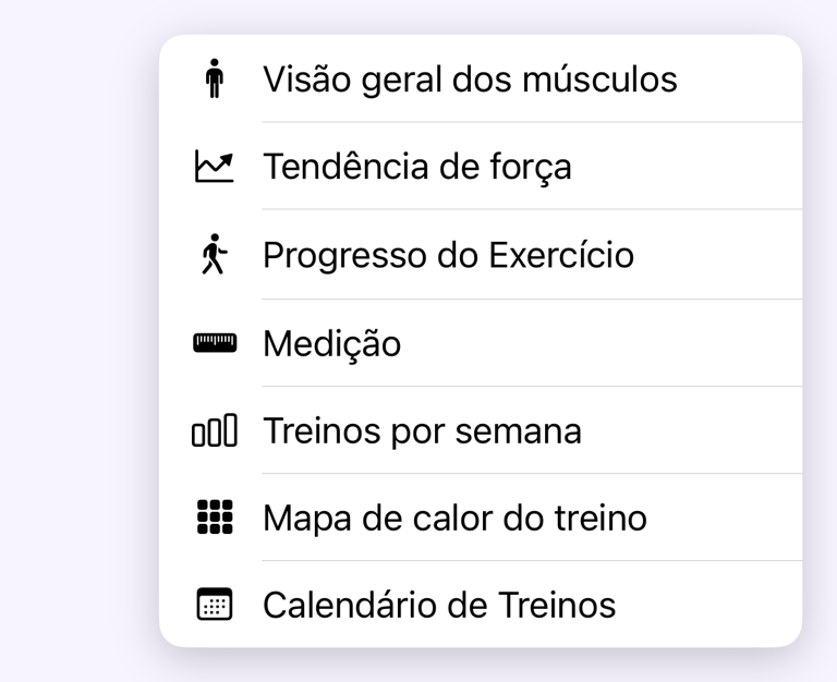 Menu Adicionar seção com as seções disponíveis no Insights