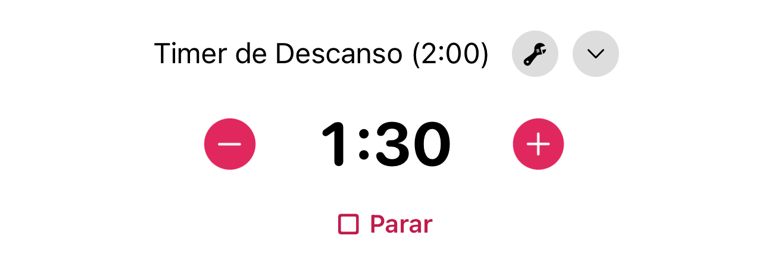 Cartão do temporizador de descanso ativo durante um treino