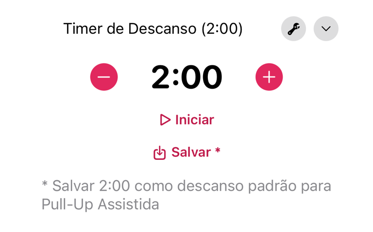 Salvar a duração atual como tempo de descanso específico do exercício
