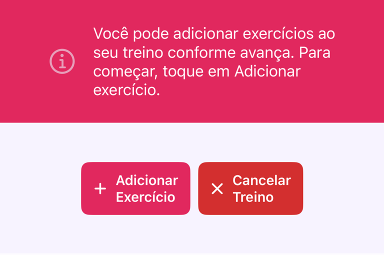Adicionar um exercício a um treino vazio